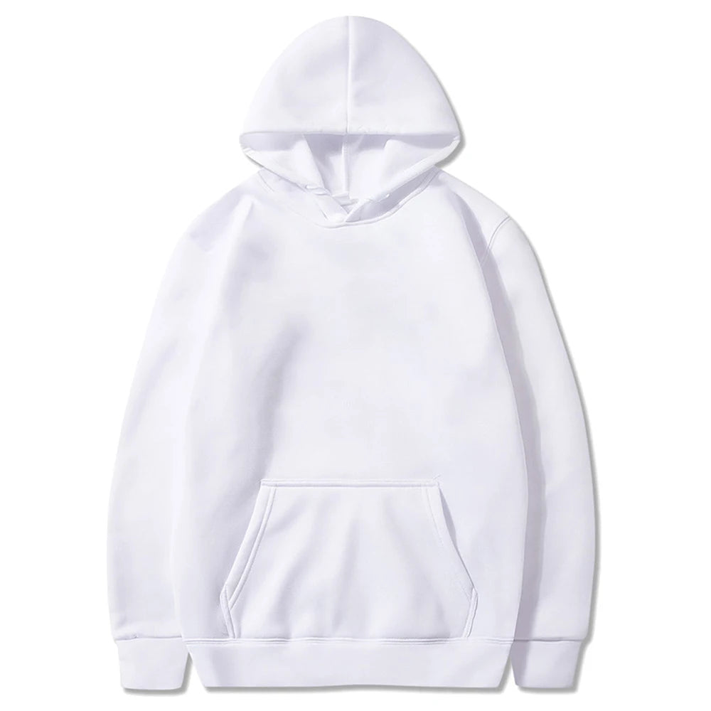 Solid Color Men's Fleece Hoodie – Casual Warm Pullover - 3KDyn